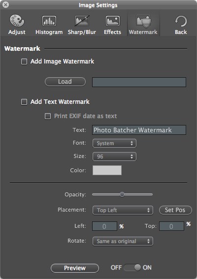 Photo Batcher 1.2 : Watermark Options