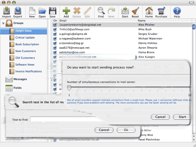 Advanced Mac Mailer for Tiger 4.25 : Main Window