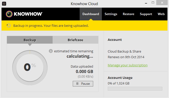 Knowhow Cloud 2.0 : Main window