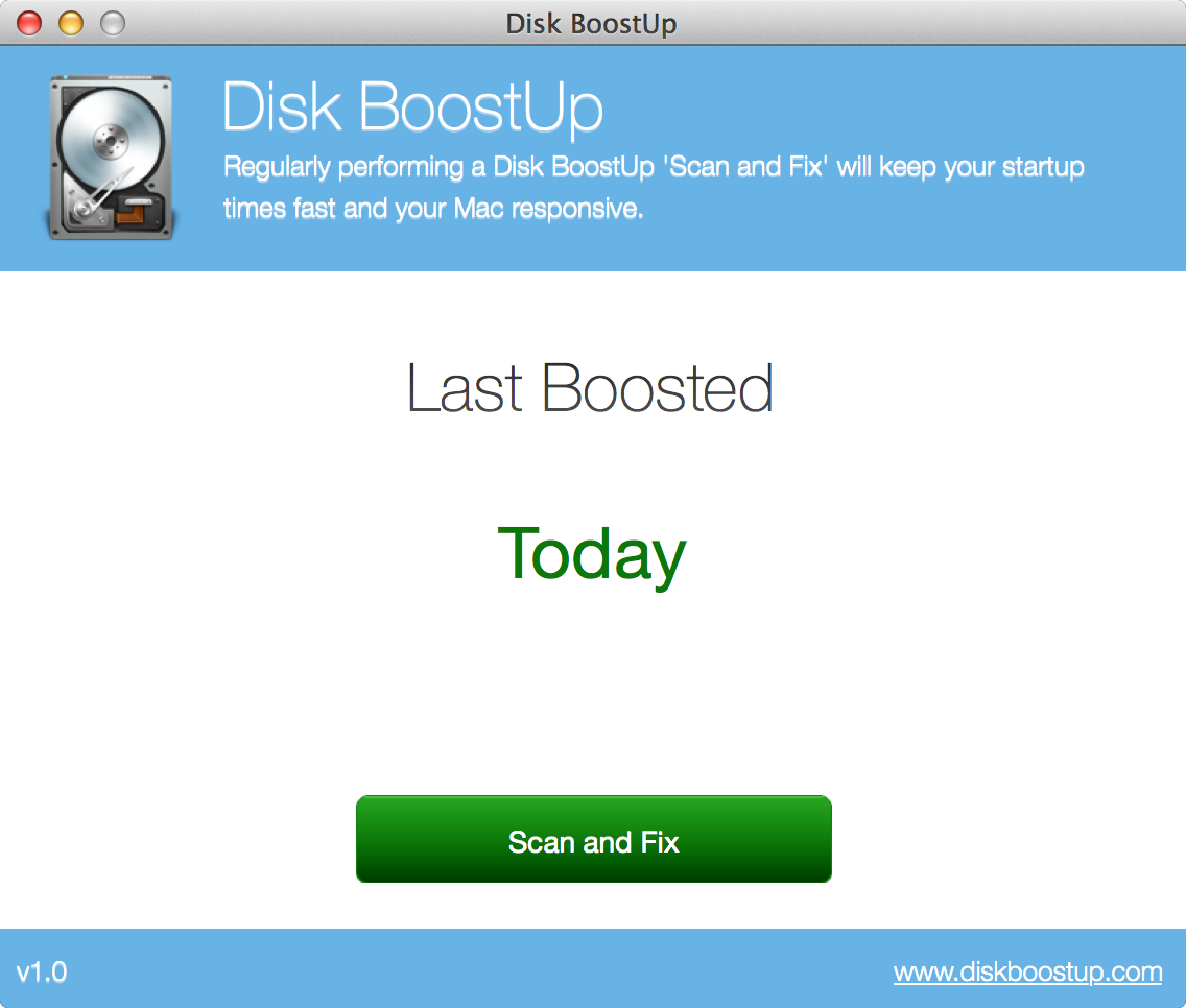 Disk BoostUp 1.0 : Main Window