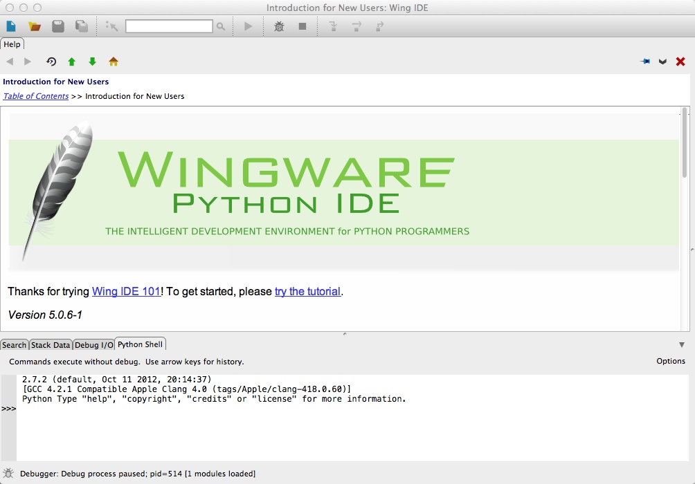 Wing IDE 101 5.0 : Main window