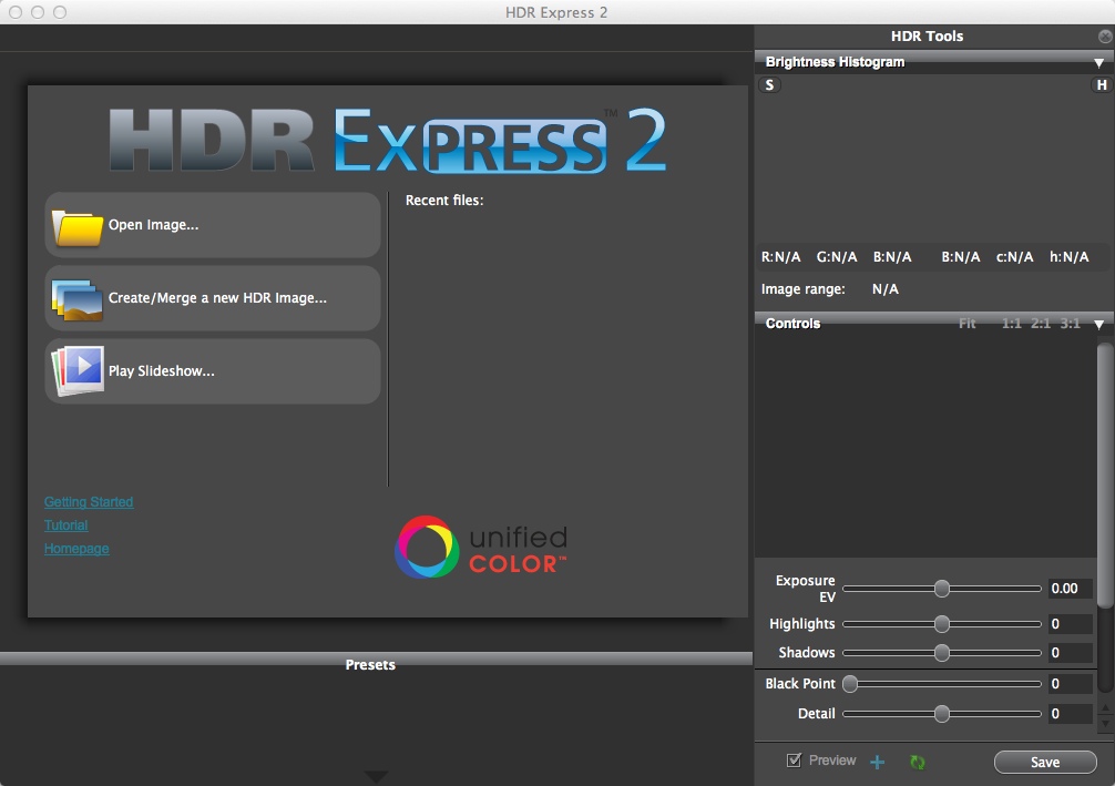 HDR Express 2 2.1 : Main window