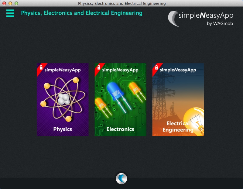 Physics, Electronics and Electrical Engineering - A simpleNeasyApp by WAGmob 1.0 : Main Menu