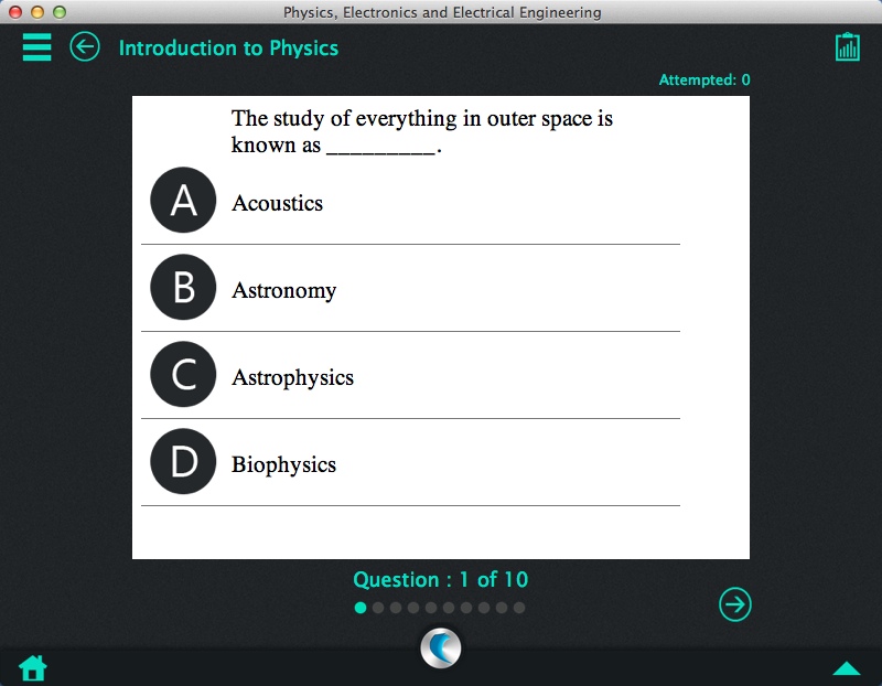 Physics, Electronics and Electrical Engineering - A simpleNeasyApp by WAGmob 1.0 : Taking Quiz