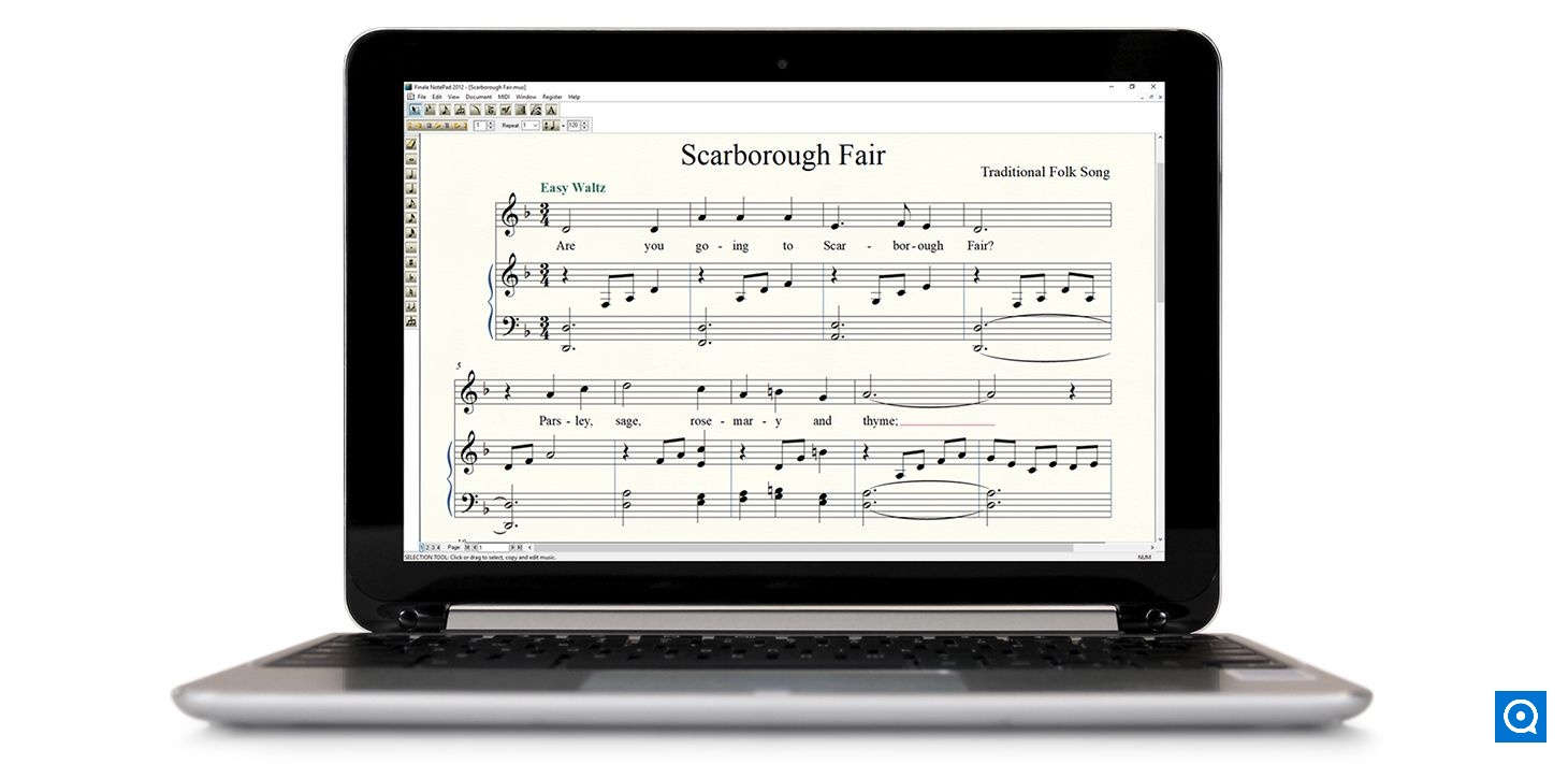 Finale Reader 2010 : Notepad music notation on Windows laptop