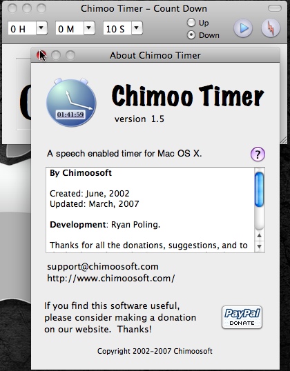 Chimoo Timer 1.5 : About