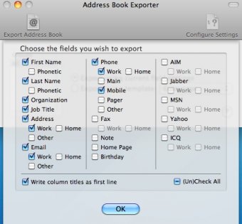 Selecting Fields To Export