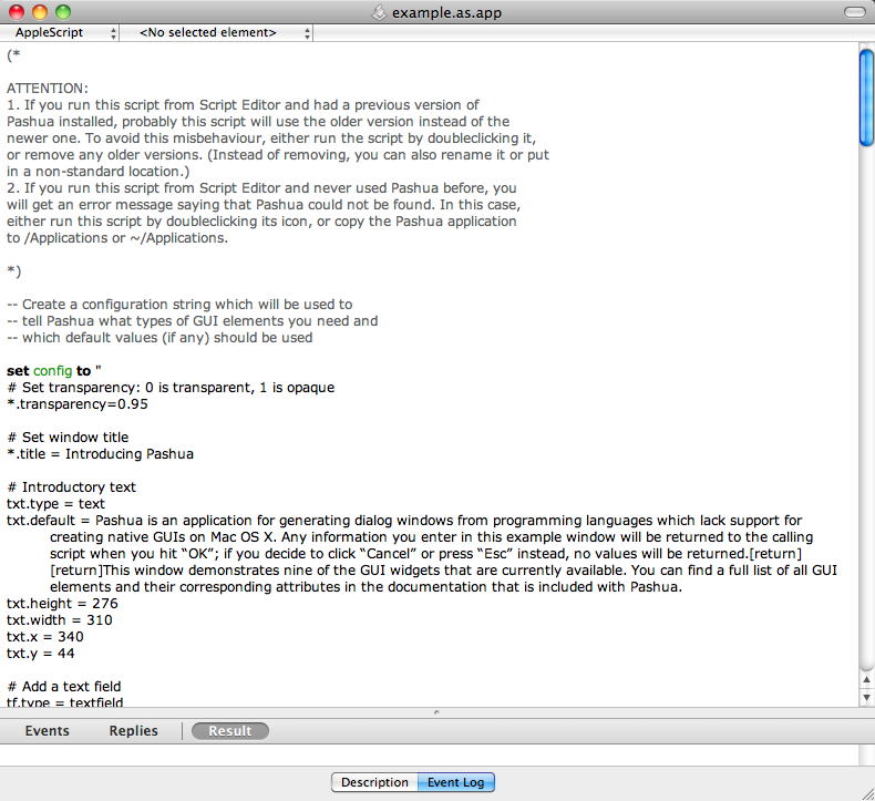 Pashua 0.9 : Sample AppleScript code