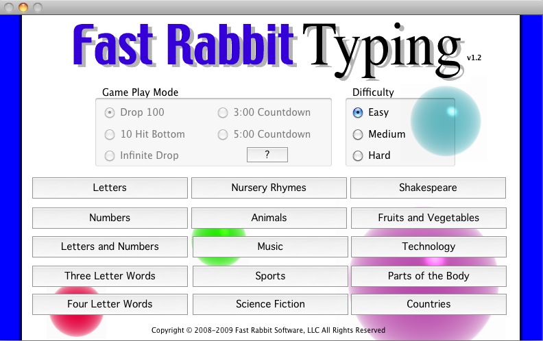 Fast Rabbit Typing 1.3 : General view