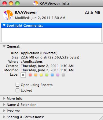 RAAViewer 1.1 : App Info