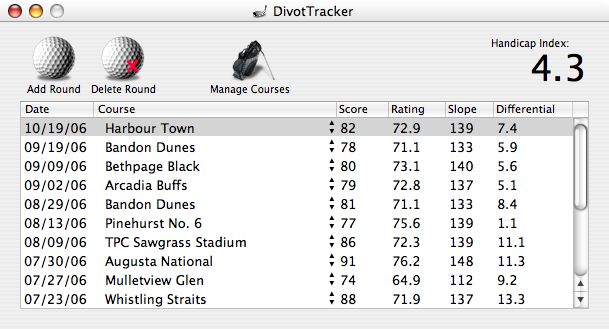 DivotTracker 0.9 : Main Window
