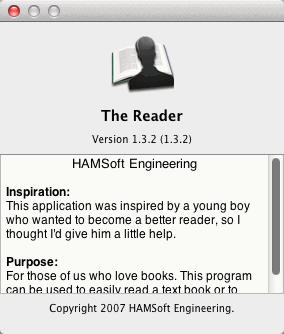 The Reader 1.3 : About Window