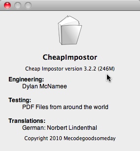 Cheap Impostor 3.2 : About Window