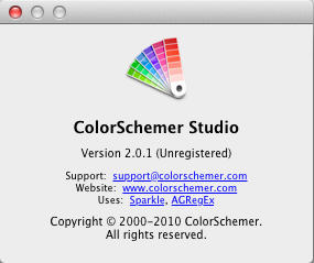 Color Schemer Studio 2.0 : About Window