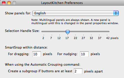 LayoutKitchen 2.1 : Program Preferences
