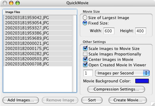 QuickMovie 1.5 : Main Window