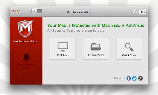 MaxSecureAntivirus 1.0 : Main Window