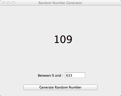Random Number Generator : Main window