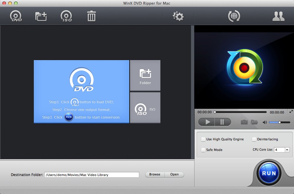WinX DVD Ripper For Mac 4.5 : Main Window