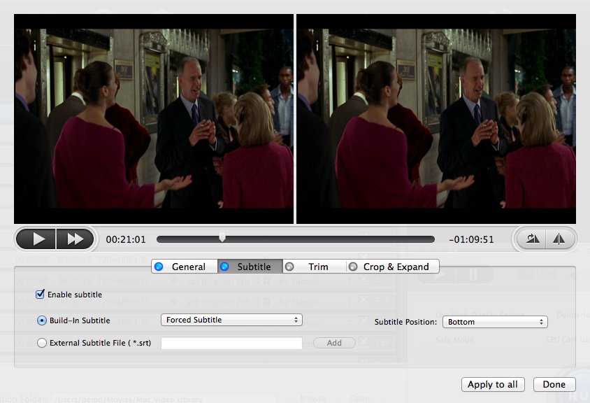 WinX DVD Ripper For Mac 4.5 : Subtitle Options