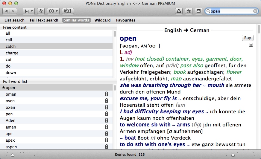 PONS Dictionary Library 8.5 : Checking Similar Words List