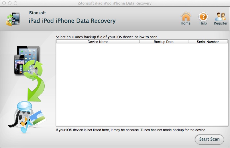 iStonsoft iPad iPod iPhone Data Recovery 2.1 : Main window
