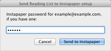 Send Reading List to Instapaper 1.0 : Main window