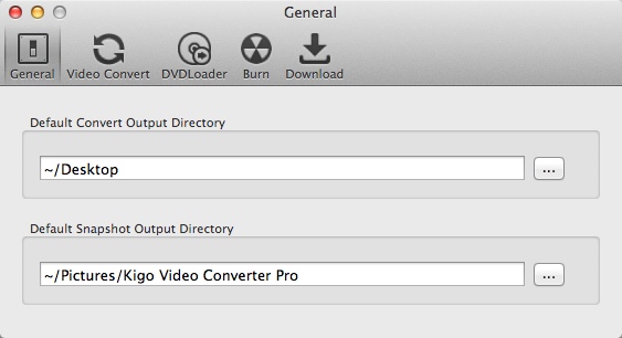 Kigo Video Converter Pro for Mac OS X 7.0 : Program Preferences