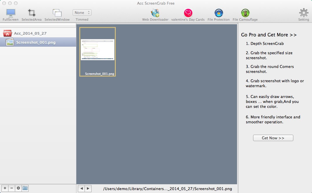 Acc ScreenGrab Free 2.2 : Main Window