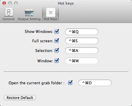 Acc ScreenGrab Free 2.2 : Hot keys Options
