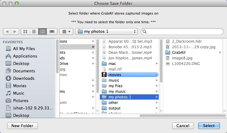 GrabAll 1.0 : Selecting Output File Destination Folder