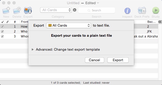 iFlash 2.9 : Exporting Flashcards