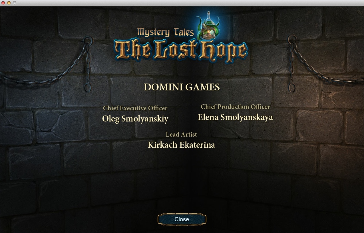 Mystery Tales: The Lost Hope 2.0 : Credits Window