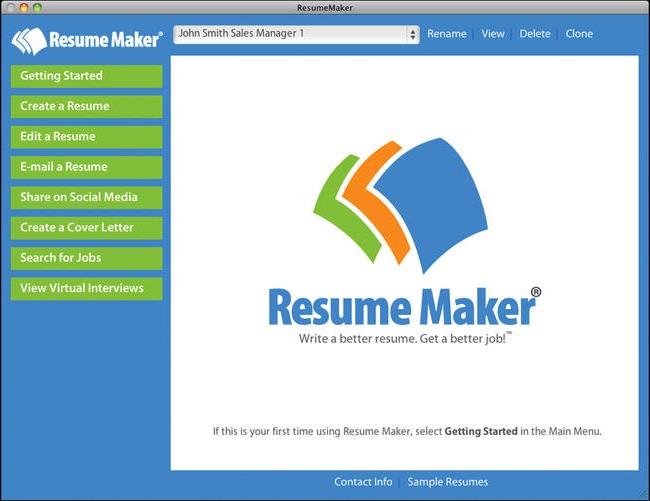 Resume Maker® 1.3 : Main Window