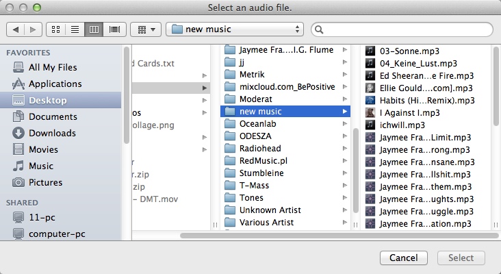 Hapix Player 1.5 : Selecting Audio File