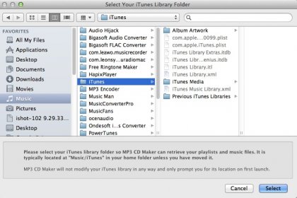 Selecting iTunes Library Folder
