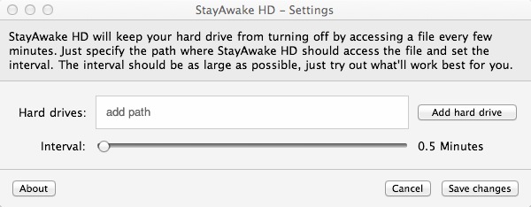 StayAwake HD 1.0 : Main window