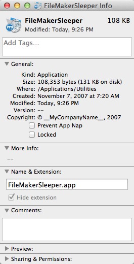 FileMakerSleeper 1.0 : Main Window