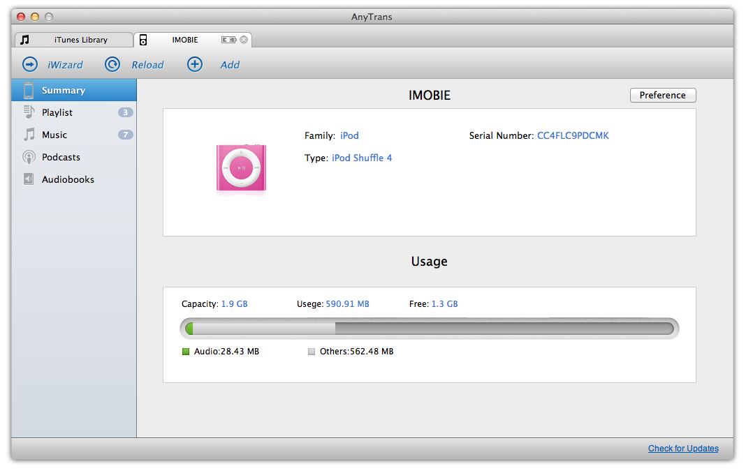 AnyTrans for iOS 3.7 : Main Window