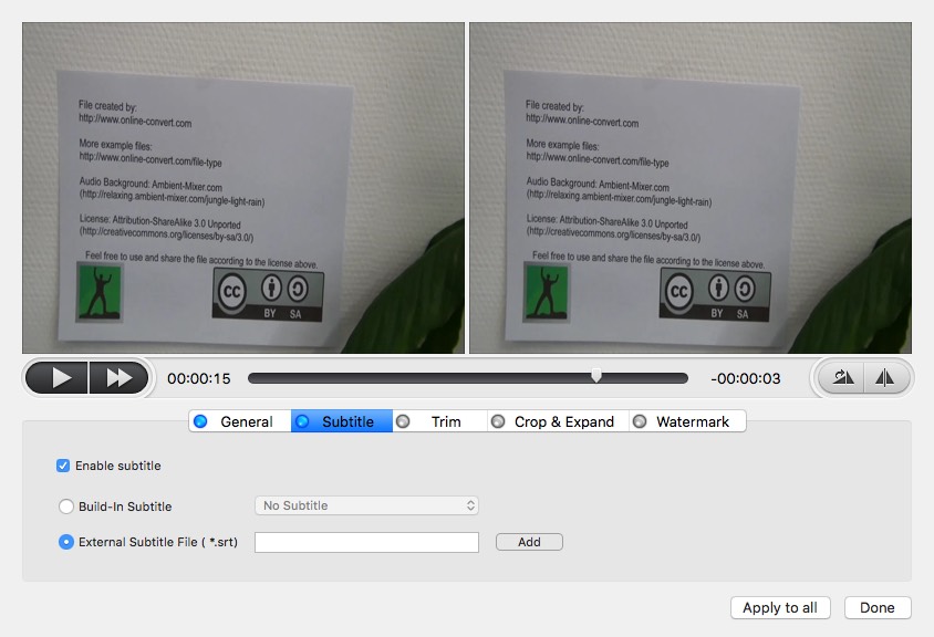 MacX Free TS Video Converter 4.1 : Subtitle Options