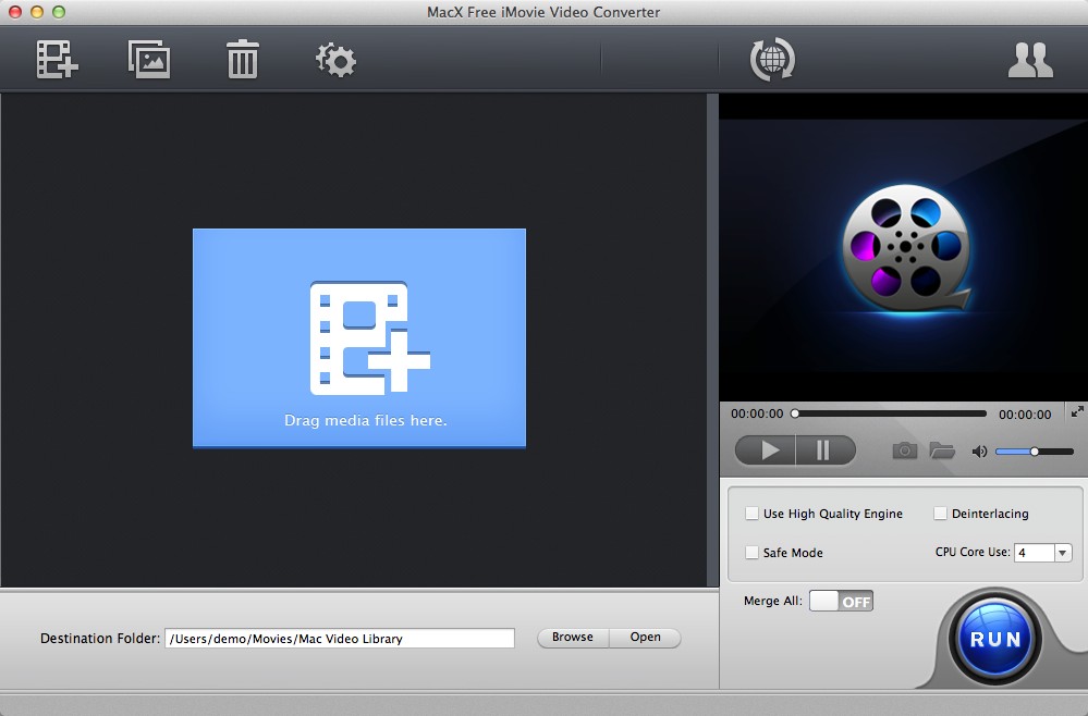 MacX Free iMovie Video Converter 4.2 : Main Window