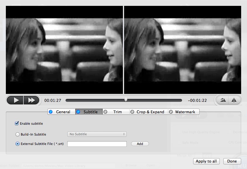 MacX Free iMovie Video Converter 4.2 : Subtitle Options