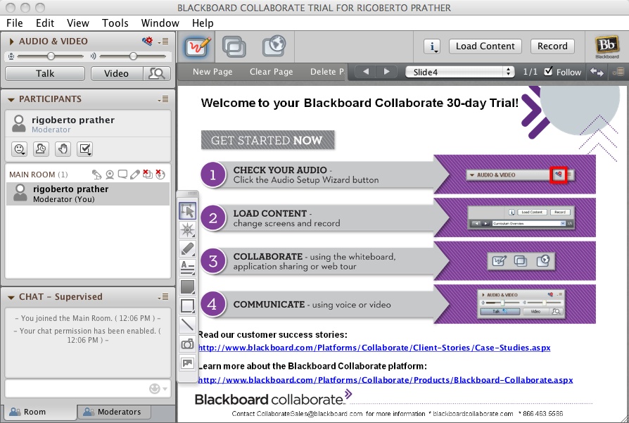 Blackboard Collaborate 12.6 : Main Window