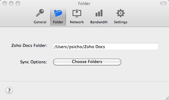 Zoho Docs 1.3 : Configuration Window