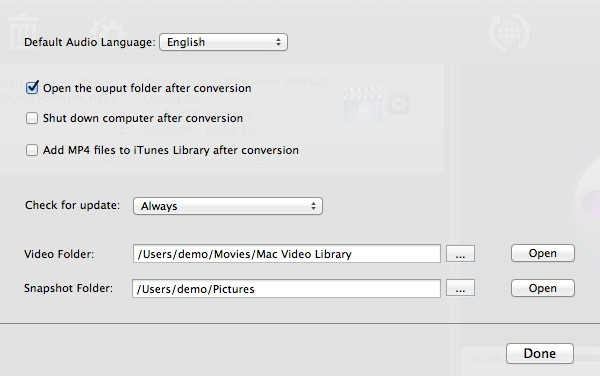 MacX Free AVCHD Video Converter 4.1 : General Preferences