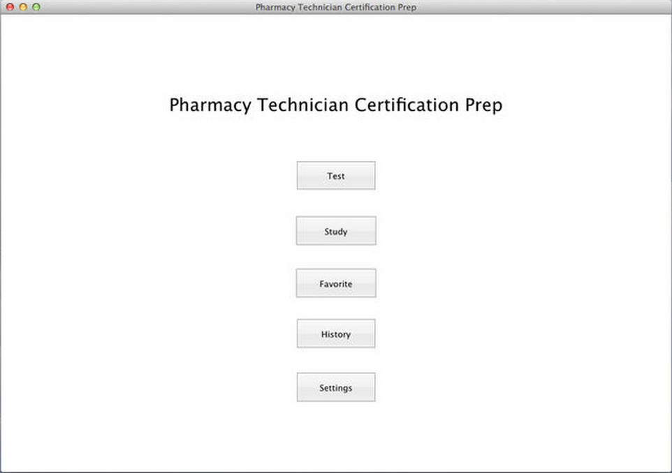 Pharmacy Technician Certification Prep 1.0 : Main Window