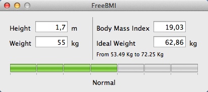 FreeBMI 1.1 : Normal Weight Body Mass Values