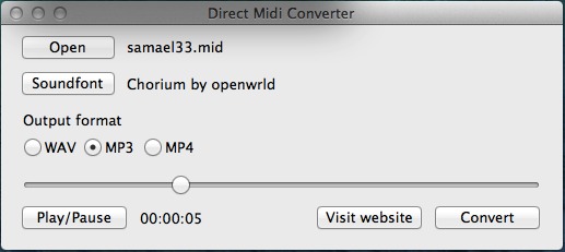 Midi Converter for Mac OSX 2.3 : Main window