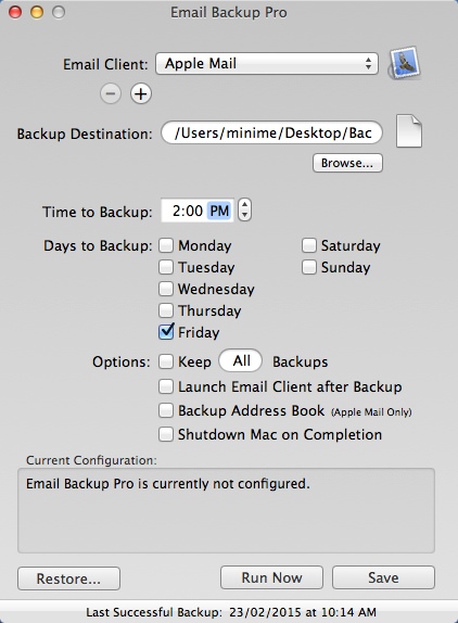 Email Backup Pro 2.8 : Main Window