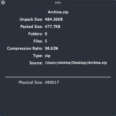 iZip Viewer 2.8 : Archive Info
